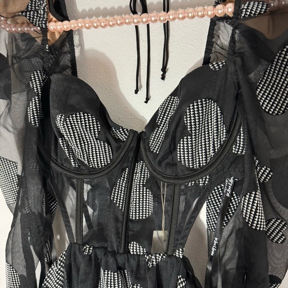 For Love & Lemons NWT black hearts Alexandra sheer dress size S - Picture 4 of 16